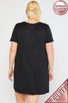 Plus Solid Front Pocket Mini Dress