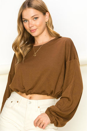 Cinch Waist LS Crop Top