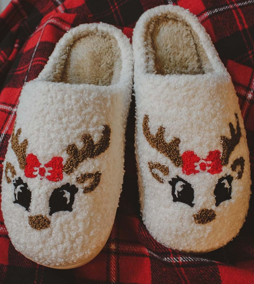 Reindeer Face Sherpa Slippers – Free Souls Boutique