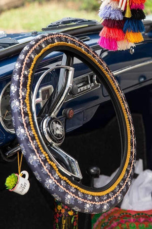Steering Wheel Cover- Black Rose
