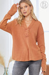 Washed Collar Knit Top