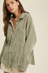 Corduroy Button Front Shirt Jacket