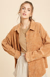 Corduroy Button Front Shirt Jacket